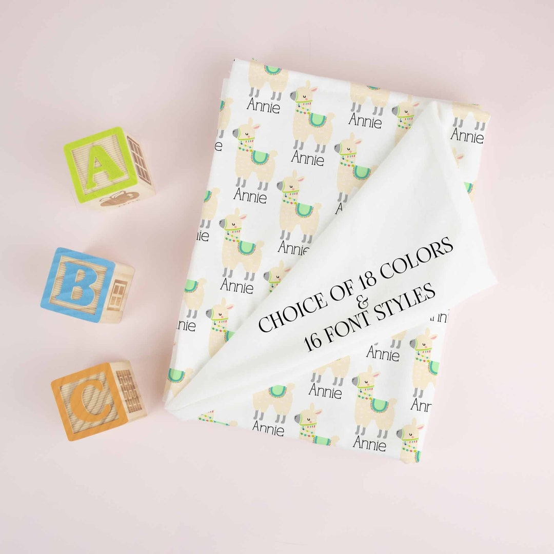 Llama Baby Blanket Baby Swaddle Blanket Personalized Baby Etsy