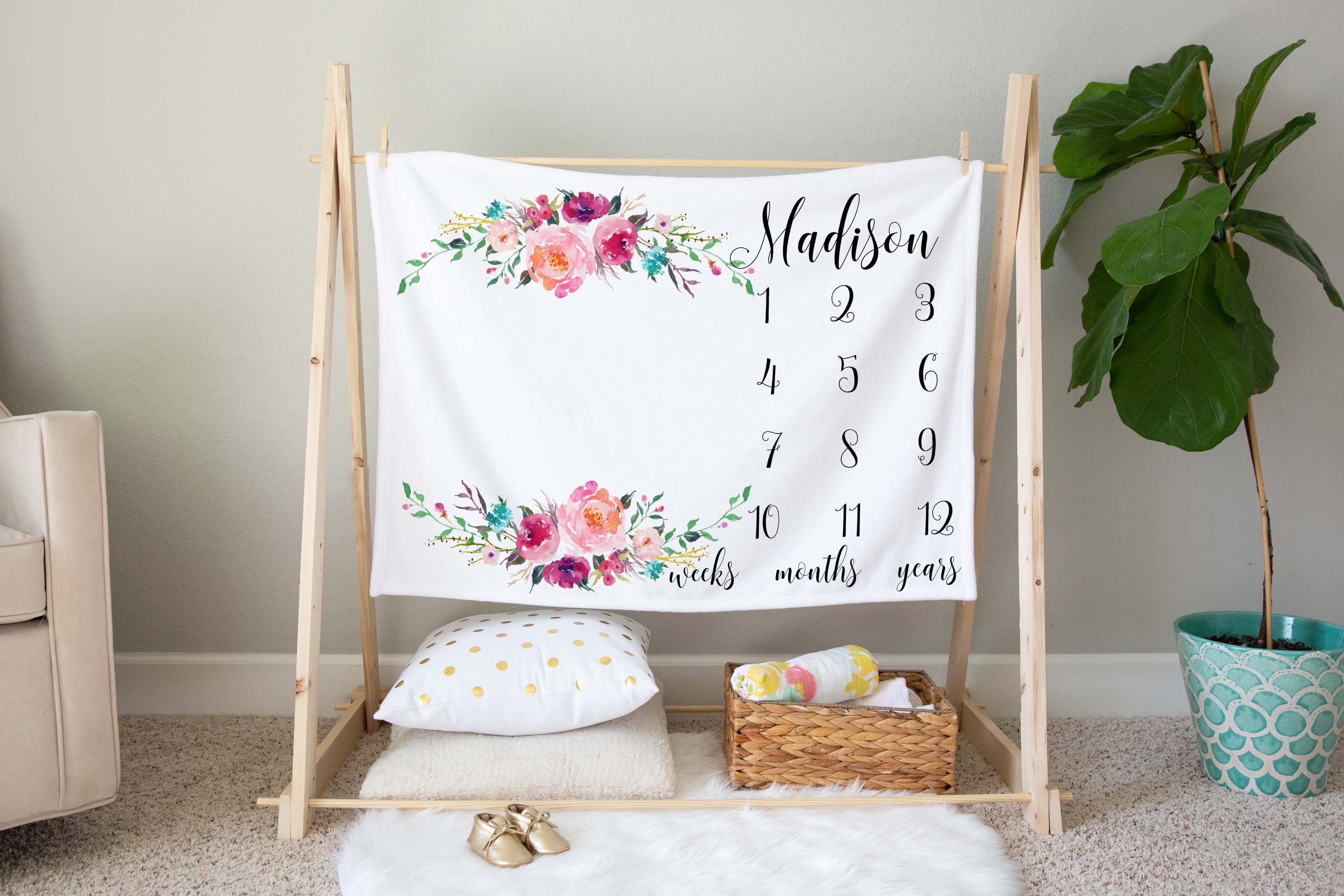 Girl Milestone Blanket Baby Girl Milestone Blanket Flower Etsy UK