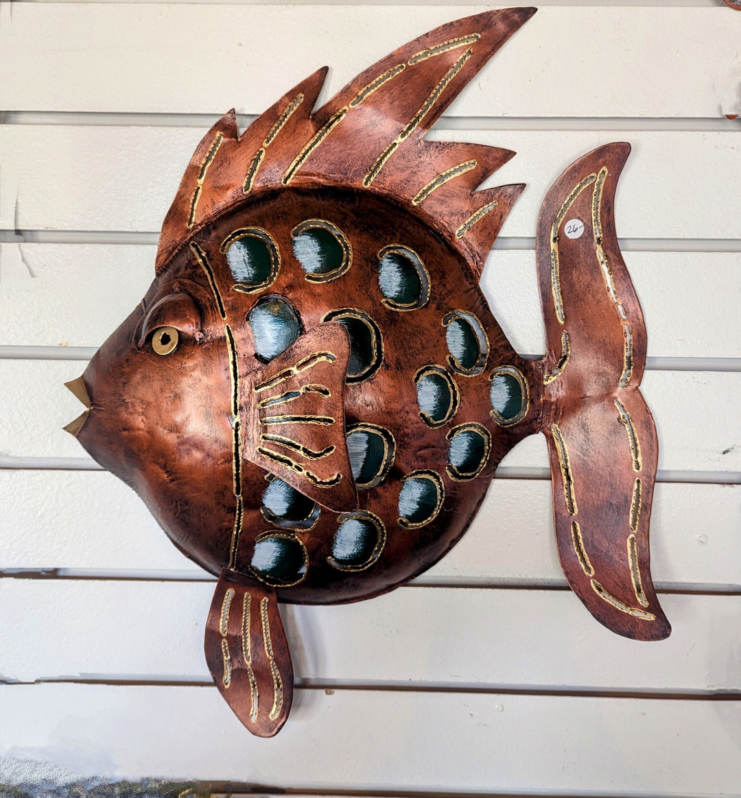 Big Bronze Iron Fish Wall Art Etsy