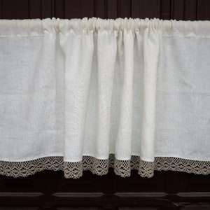 Sonderanfertigung Volant WEISS mit Spitzen, Bauernhaus Reinleinen Fenstervorhang, Wohnzimmer Cafe Küche, Bauernhaus Vorhänge