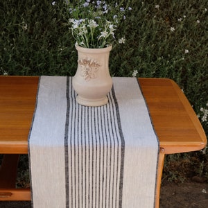 Linen runner - french sack linen.Rustic striped linen Cottage farmhouse coutry style linen. Stonewashed. 100% linen Burlap