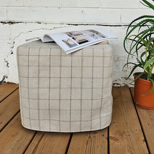 Överdrag i linne, ottomanskt överdrag i anpassad storlek, naturligt överdrag, anpassat ikea linneöverdrag, kuböverdrag till bänk, soffpuff, anpassad storlek