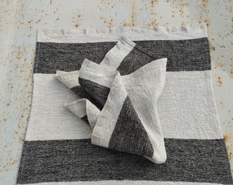 Linen napkins Ticking Set of 2 4 6 8  -  100% linen Dinner Napkins- Custom Size- Everyday, Party, Wedding, Hostess Gift