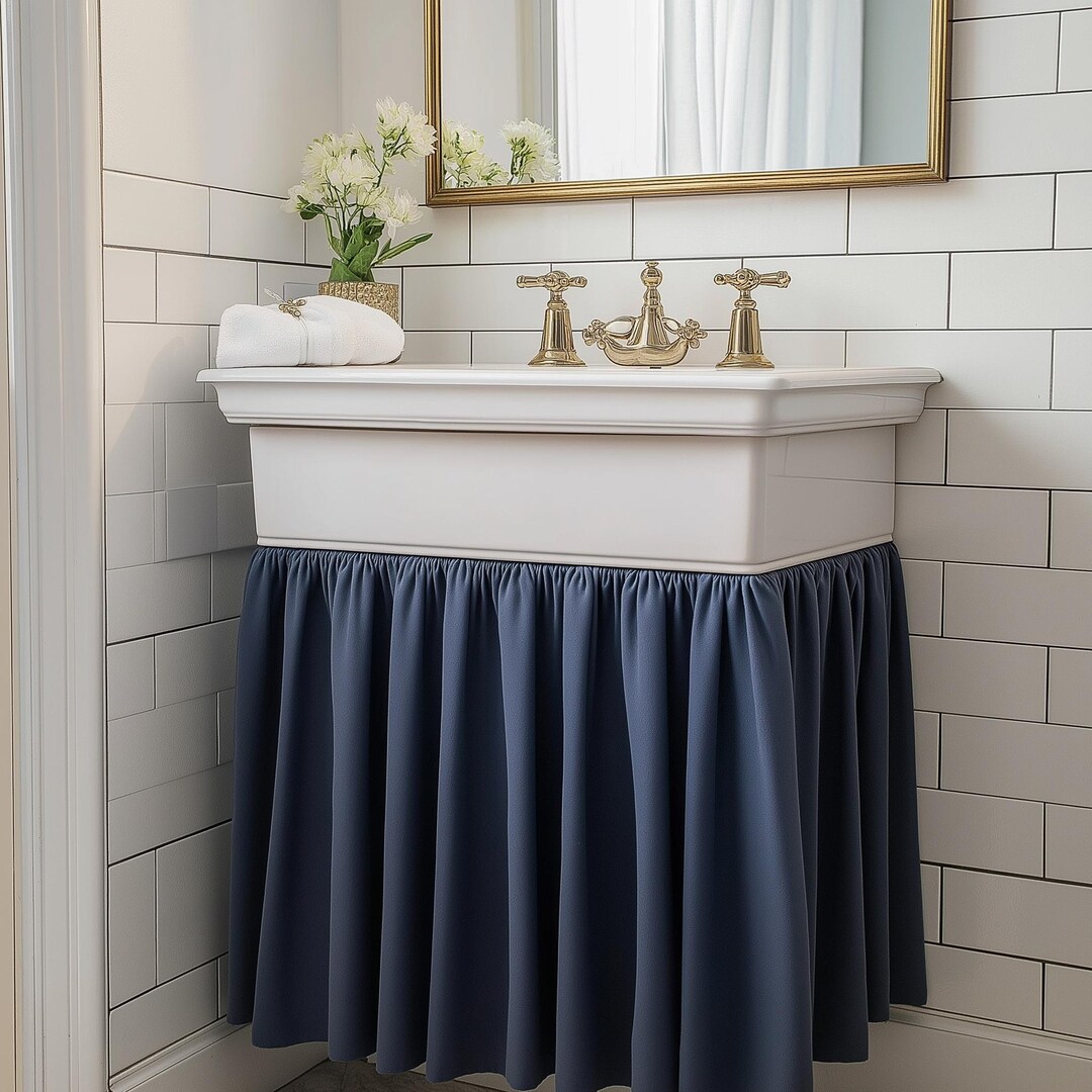 Custom Sink Skirt With Velcro - Handmade Sink or Fireplace Curtain ...