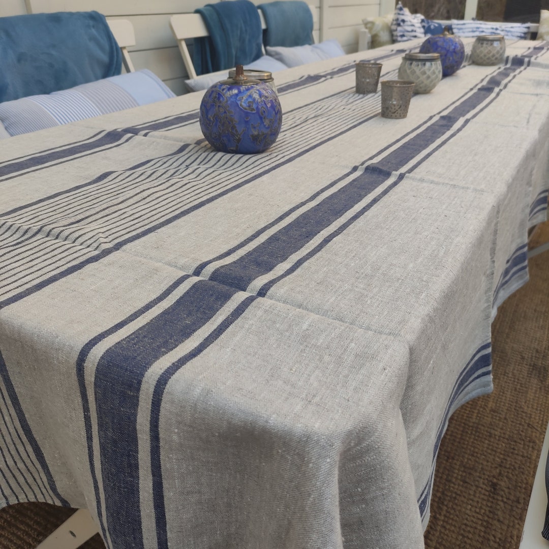 Blue Grey Distressed Style Rectangle Tablecloth