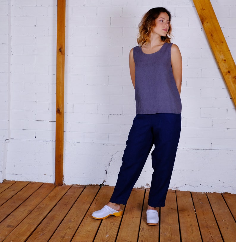 LINEN top sleevless Soft Casual Loose Large Size Oversized Wide Customized Plus Size
