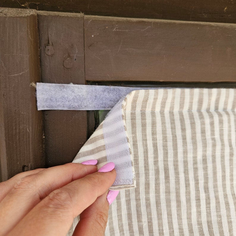 Window Attach Cloth Striped French Door Curtain 1 Panel, White Curtain Panels for Door ...