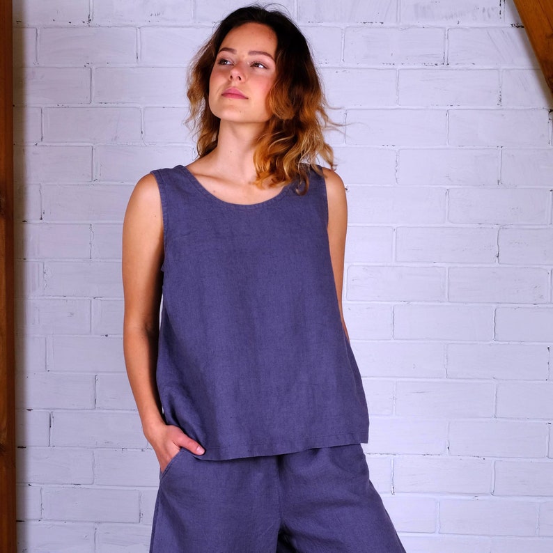 LINEN top sleevless Soft Casual Loose Large Size Oversized Wide Customized Plus Size