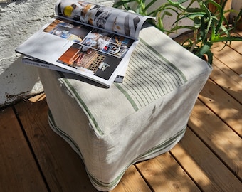 Linen Ottoman slipcover in custom size, natural cover Custom ikea linen cover cube slip cover for bench pouf sofa cover customsize