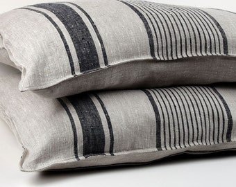 Striped linen pillowcase Standard, queen, king, body, euro sham custom size pillow cover. French linen Vintage Cottage Farmhouse  Grainsack