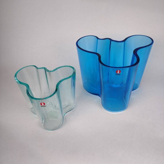 Iittala Alvar Aalto VASE Clear Glass , Grey Blue Scandinavian 