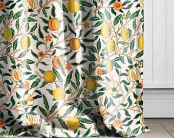 William Morris Curtain Panel Pomegranate, Floral Botanical Blue Print  Curtain Panels,  Curtains for living room
