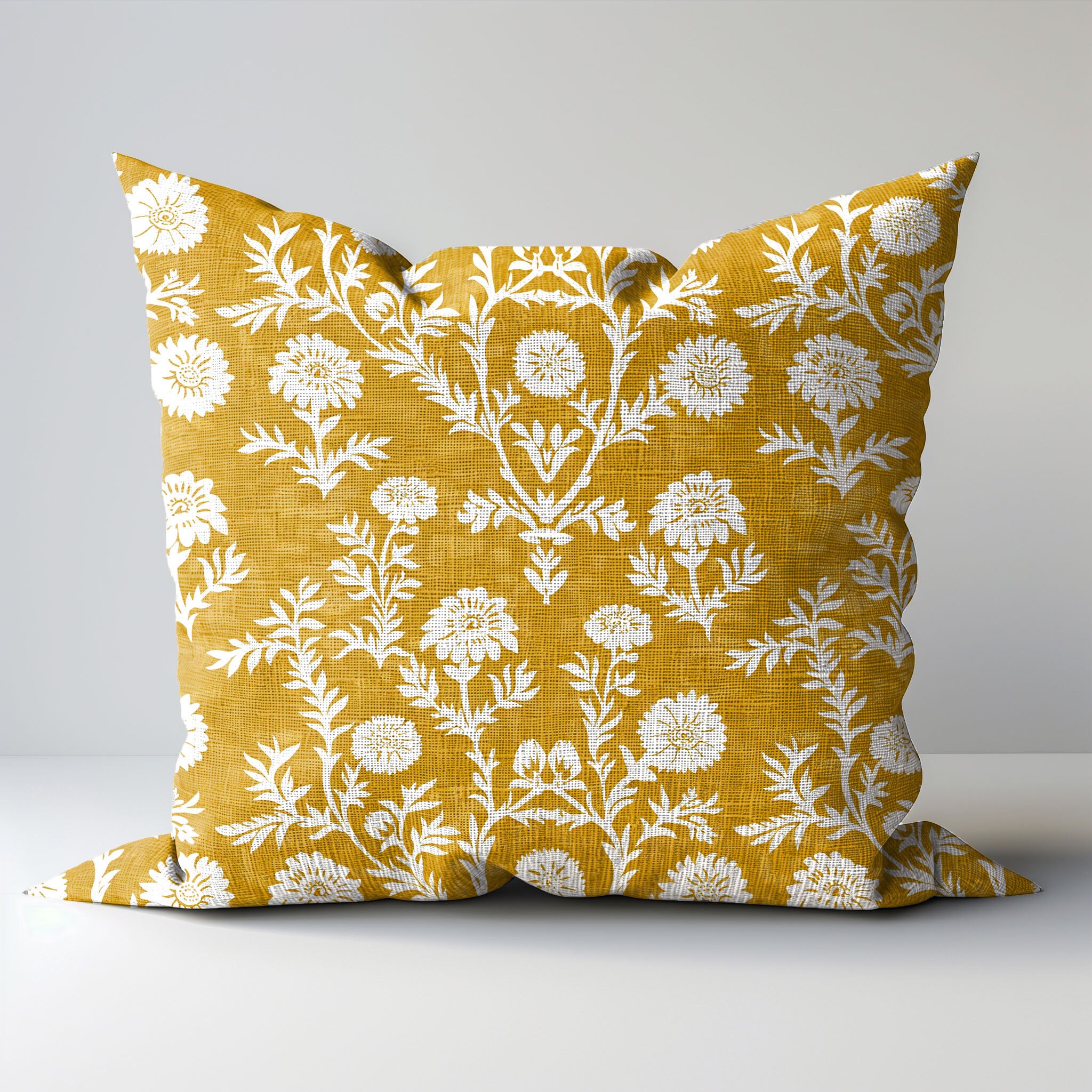 Mustard floral cushion hotsell