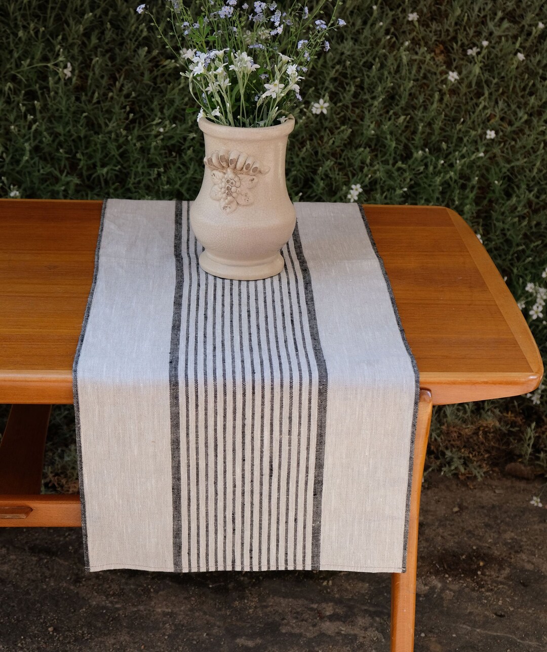 Linen Runner - French Sack Linen.rustic Striped Linen Cottage Farmhouse ...