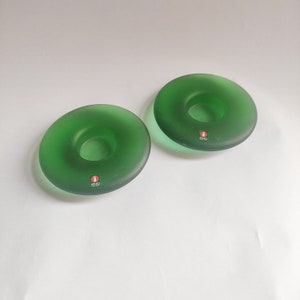 Iittala NAPPE Tealight candleholder green candle holder -  Finnish glass design Vintage  candleholder