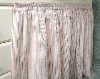 Custom Sink Skirt with velcro in stripe  - Handmade Fireplace Curtain - Custom Sizes Linen Valance farmhouse sink curtains