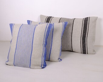 Striped linen pillowcase Standard, queen, king, body, euro sham and custom size pillow cover. French linen Vintage Cottage