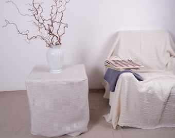 Linen Ottoman slipcover in custom size, natural cover Custom ikea linen cover cube slip cover for bench pouf sofa cover customsize
