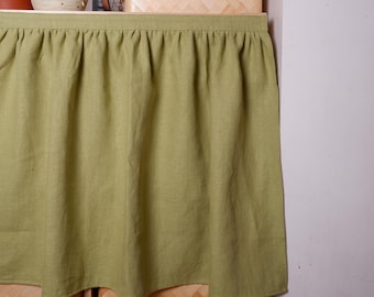 Custom Sink Skirt with velcro - Handmade Sink or Fireplace Curtain - Custom Sizes Linen Valance farmhouse sink curtains