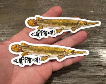 Baby Alligator Gar Sticker, 2 pack,  5 Inch, UV Resistant