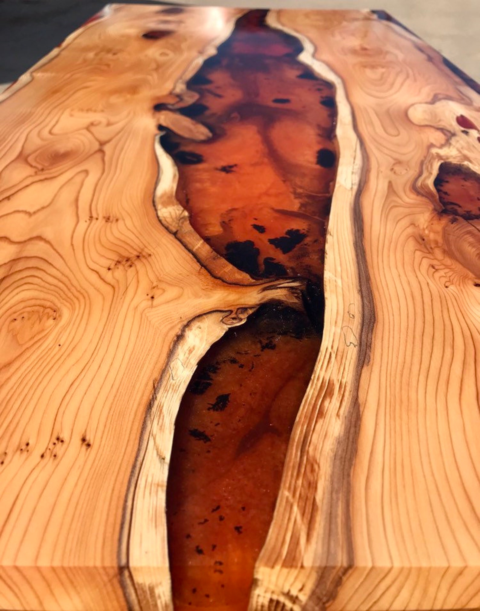 Live Edge Resin River Coffee Table in Yew & Lava Effect Resin Etsy UK
