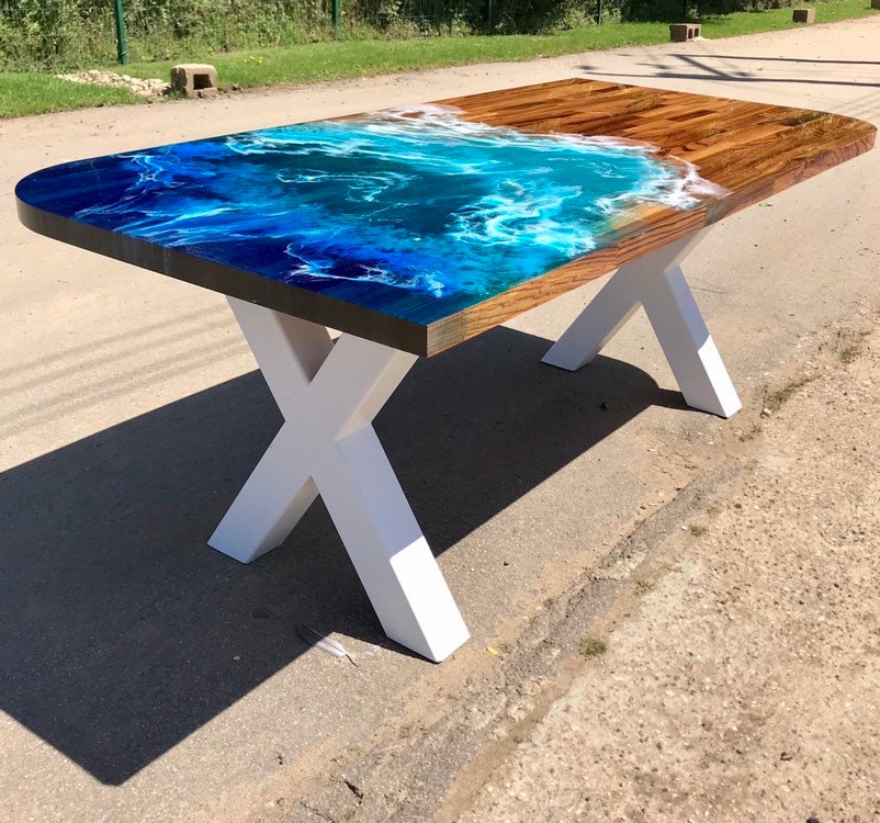 Dining Table Zebrano Wood and Amazing Ocean Resin Etsy UK