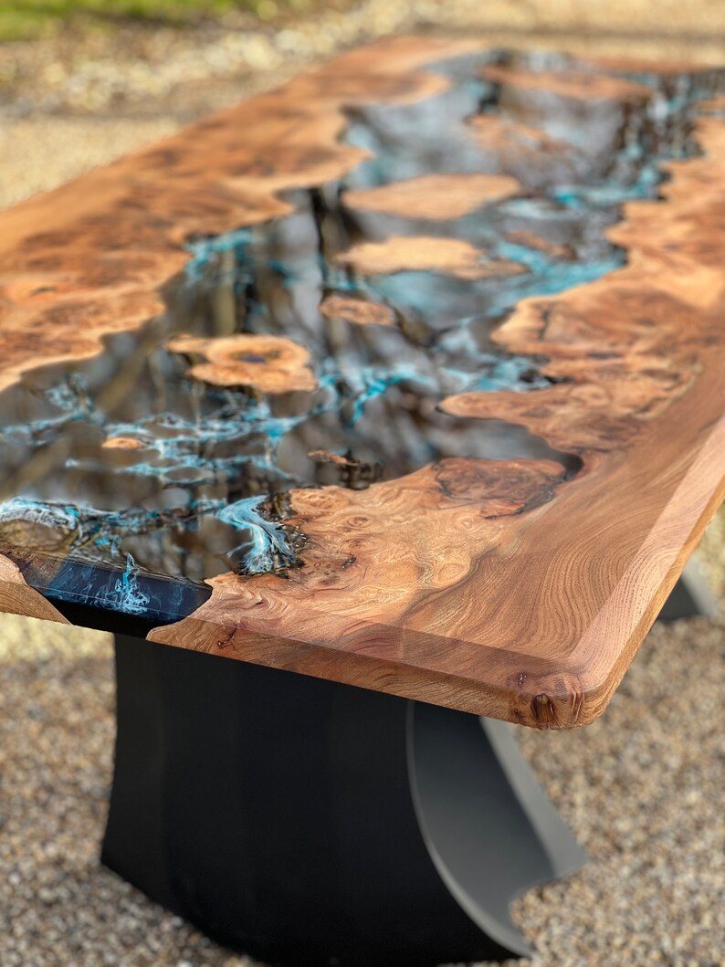 Ultimate River Table Burr Elm and Ocean Art Dining Table SOLD image 10