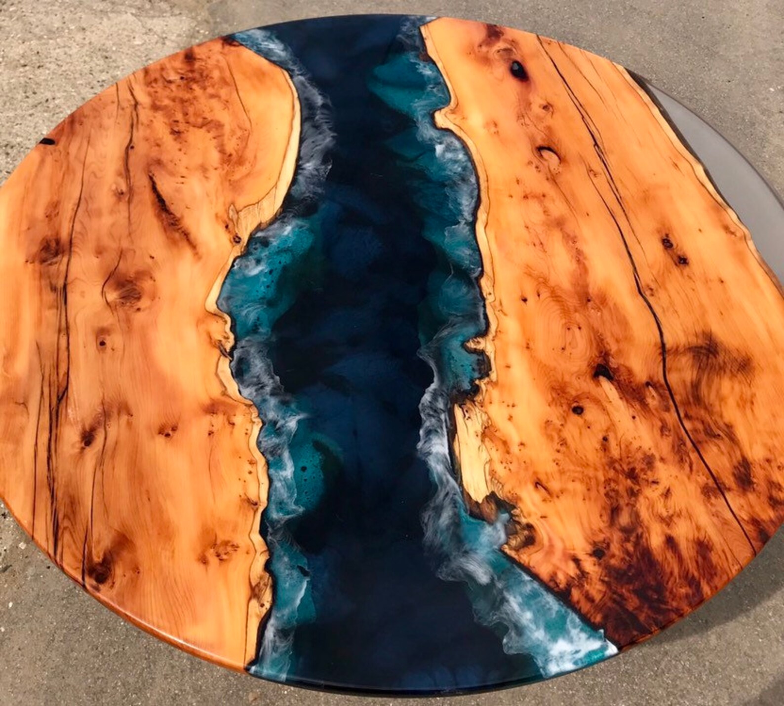 Breathtaking Dining Table in Yew & Resin Live Edge River Etsy