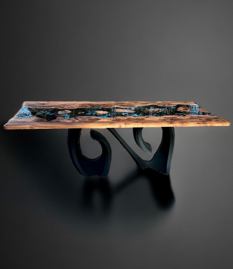Ultimate River Table Burr Elm and Ocean Art Dining Table SOLD image 5