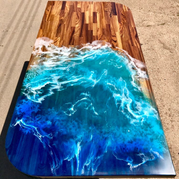 Gorgeous Dining Table Zebrano Wood and Amazing Ocean Resin - Etsy UK