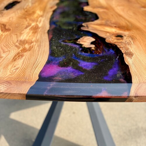 Amazing River Dining Table in Elm & Resin Live Edge River - Etsy