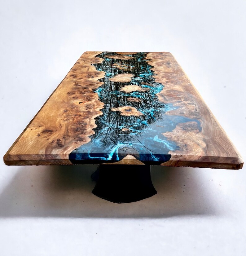 Ultimate River Table Burr Elm and Ocean Art Dining Table SOLD image 4