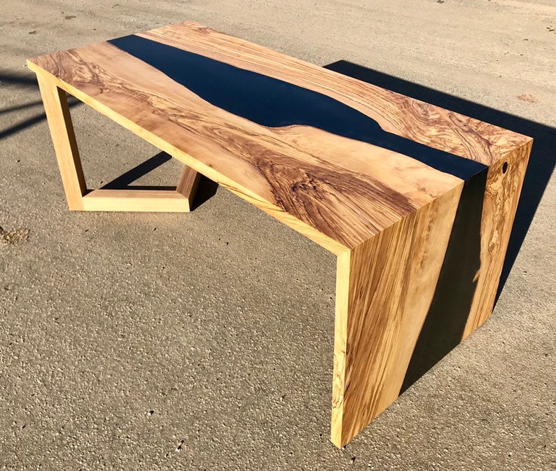 Beautifully Unique Olive Wood Resin River Coffee Table Image 0