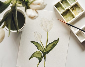 Tulip aquarel Print, Floral Wall Art Print, aquarel bloemen artwork, botanische kunst