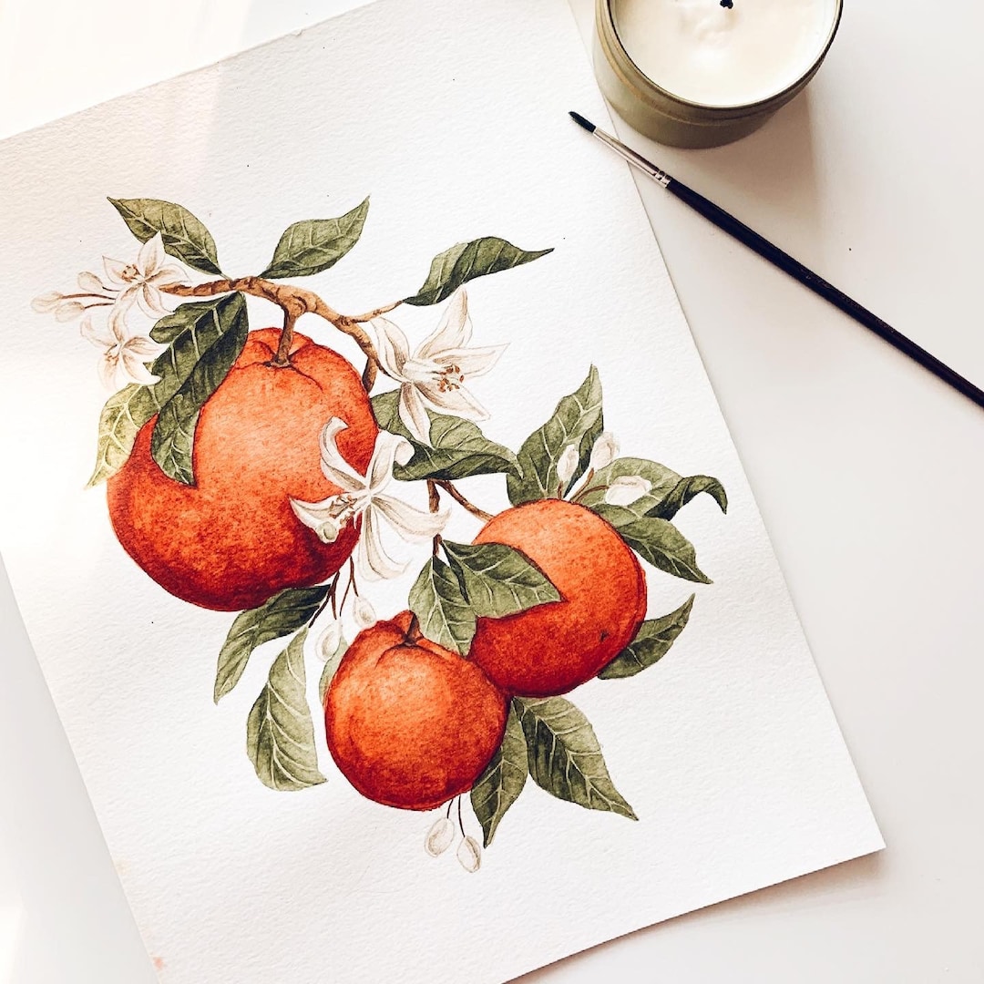 Orange Blossom Watercolor Art Print, Art Print, Watercolor Orange ...