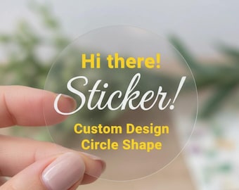 Custom Clear Stickers Logo Business, Transparent Vinyl Labels, Round Square Rectangle, 1.5-5 Inch, Personalized Waterproof, 100 Qty