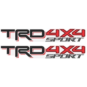 TRD 4x4 Sport Decals for Toyota Tacoma and Tundra, Bedside Replacement Sticker, Matte Finish, Red / Black, Set of 2 from Gold Hook TM