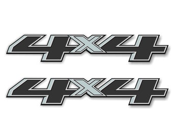 GOLD HOOK Premium Series 4x4 Bedside Replacement Decals for Chevy Silverado - Die-Cut Metalic Vinyl Stickers - Pair (GRAY)