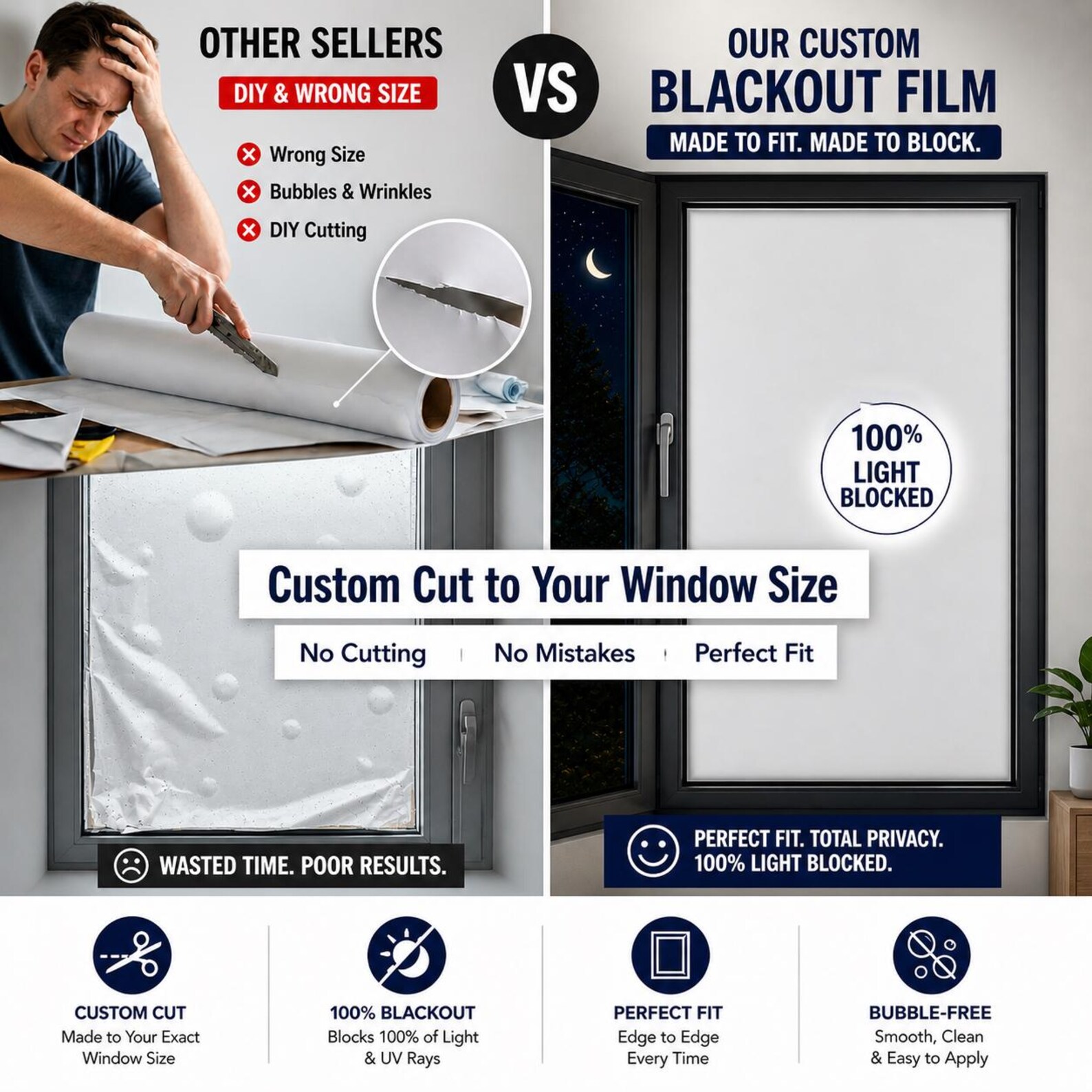 Custom Cut Window Film Frosted or Blackout Static Cling – Privacy ...