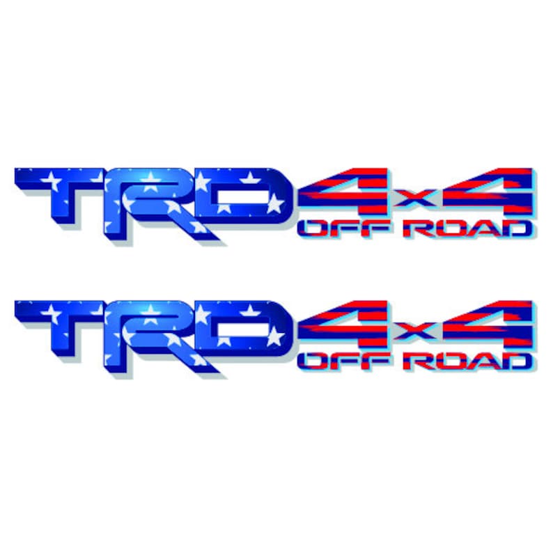 May include: Two decals with an American flag design. The decals read "TRD 4x4 OFF ROAD" in blue and red letters.