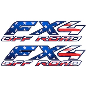 FX4 Off-Road Decals Kit, Compatible with Ford F150 F250 F350 F Truck (1997-2010), Bed Side Replacement Stickers (USA Flag, Metallic Finish)