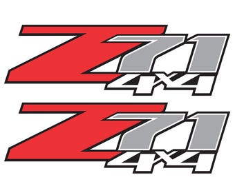 Z71 4x4 Red Z Chrome 71 Decal Chevy Silverado (2007-2013) Bedside Replacement Set of 2