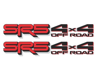 Black Red SR5 Off Road 4x4 Toyota Tundra Decal (2022-2026) Metallic Bedside Replacement Pair