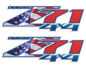 Z71 American Flag Decal Chevy Silverado GMC Sierra (2007-2013) 1500 2500 HD Metallic, Set of 2