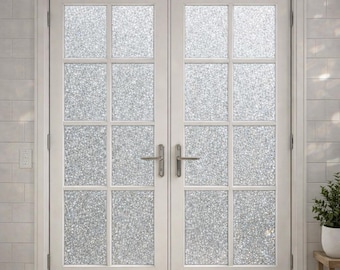 Frosted Low Tack Self Adhesive Privacy Window Film for French Door Panes, 10 Pack, 6 x 12 Inch, Removable, No Residue - Frost Glass Covering