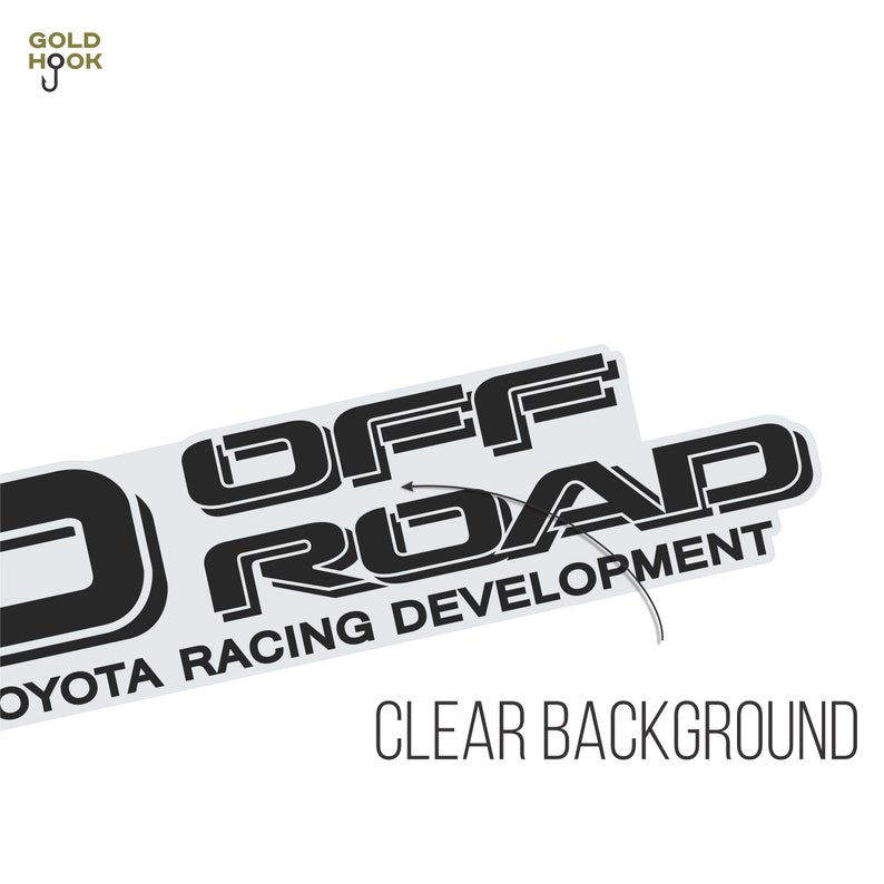 May include: Black and white decal sticker with the text "OFF ROAD" and "TOYOTA RACING DEVELOPMENT" in a bold, stylised font. The sticker has a clear background.