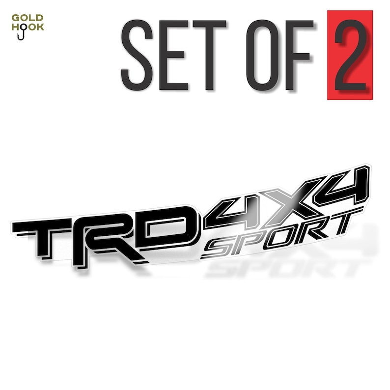 May include: A set of two black vinyl decals featuring the text "TRD 4X4 SPORT" in a stylised font. The decals are designed for use on vehicles.