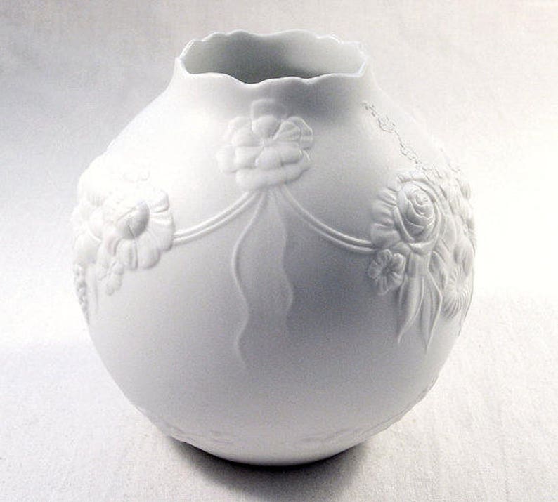 Vintage Art Vase AK Kaiser German Pottery White Bisque Etsy