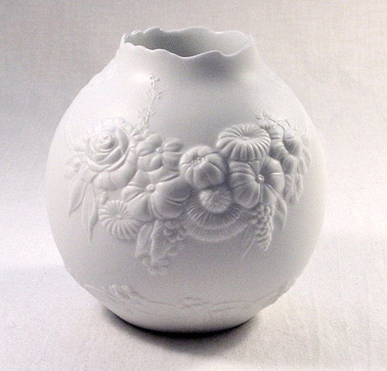 Vintage Art Vase AK Kaiser German Pottery White Bisque Etsy