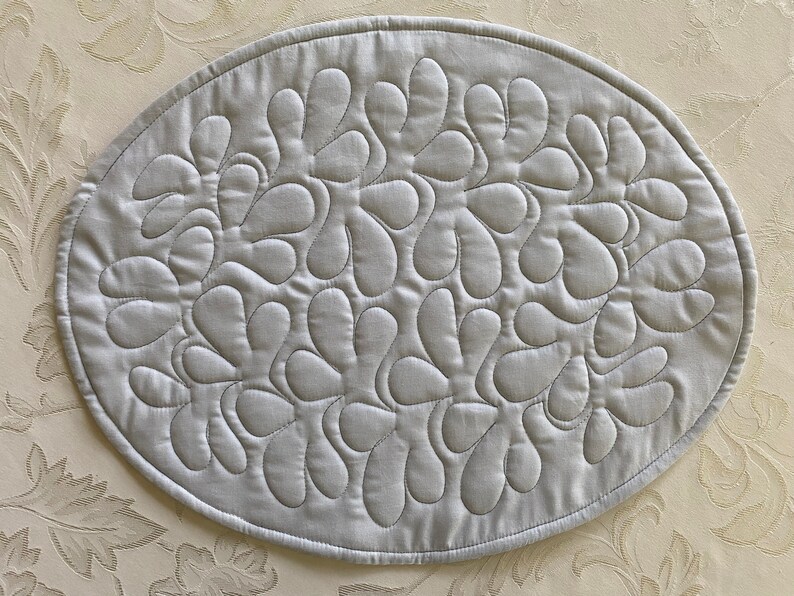 Polka Dots Overlapping in Black, White, Gray and Peach, Oval Quilted